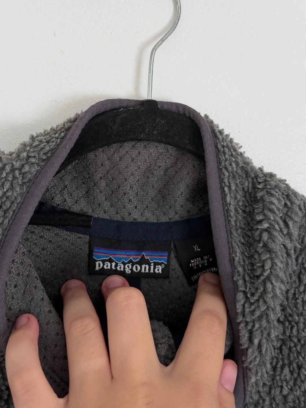 Vintage 90s Patagonia Grey Deep Pile Fleece Sherpa Full Zip Jacket